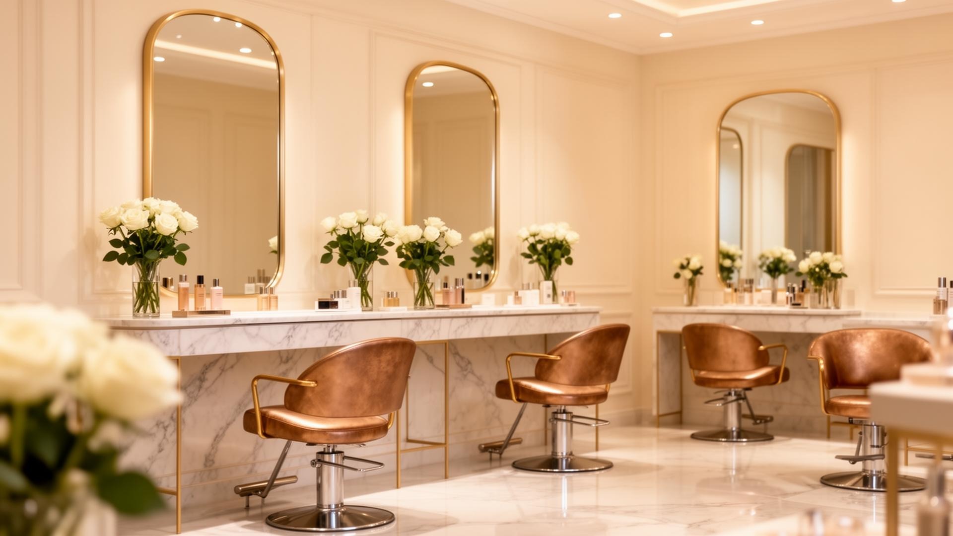 Calm elegant salon interior at Credo Beauty Salon