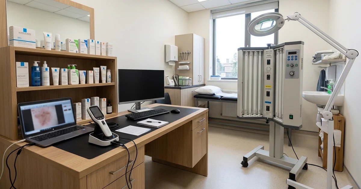 Modern dermatology and laser treatment room (illustrative image)